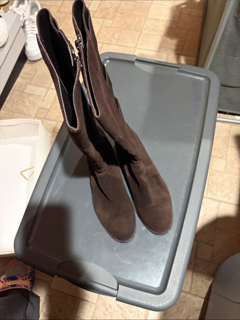 Calvin Klein Dark Brown Suede Over-the-Knee Boots